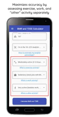 AccuBMR - BMR, TDEE, Calorie & android App screenshot 2